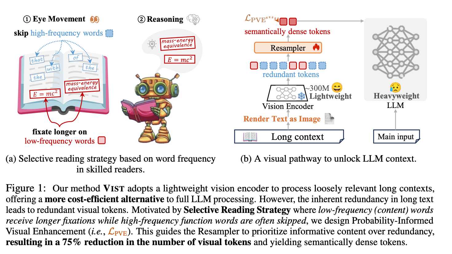 VIST: vision-centric token compression in LLMs